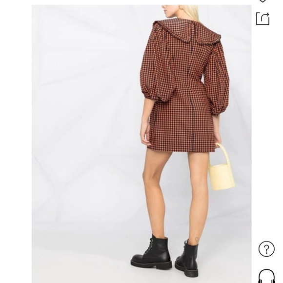 Ganni Brown Checkered Mini Dress - Picture 6 of 15